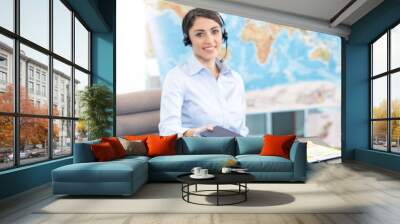 Young Woman Travel Agent Concept Wall mural