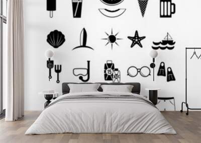 Summertime icons: black Wall mural