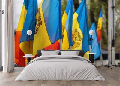 People protesting for snap elections in Chisinau, Moldova Wall mural