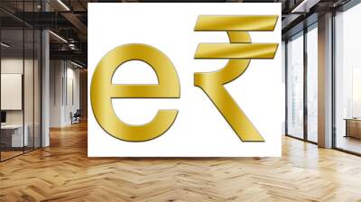 Digital Rupee symbol gold colors version, cbdc currency of India, asiatic country, illustration Wall mural