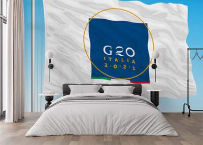 G20 Italy 2021, flag with the logo, vector illustration Wall mural