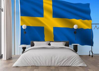 Sweden official national waving flag, european union, vector illustration Wall mural