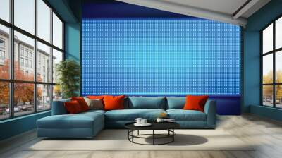 Led screen. Tv show LCD light screen blue panel on stage, wall monitor with glow pixel diode dots texture pattern. Vector disco party concert background illustration. Wall mural