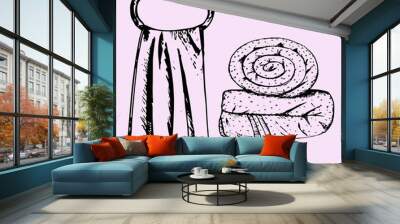 bath towel, spa, set, doodle style, hand drawn Wall mural