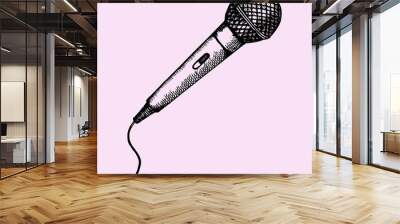 Microphone for Karaoke, doodle style, sketch illustration, hand drawn, vector Wall mural