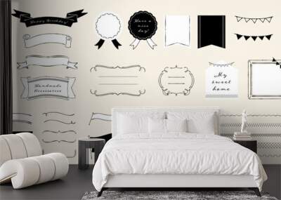 A set of cute designs that look like they were drawn with a pen Wall mural