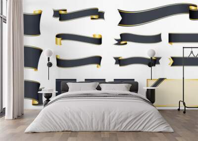 black ribbon banner design material Wall mural