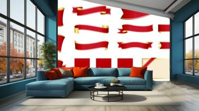 red ribbon banner design material Wall mural