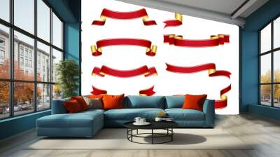 red ribbon banner design material Wall mural