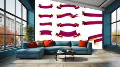 wine red ribbon banner design material Wall mural