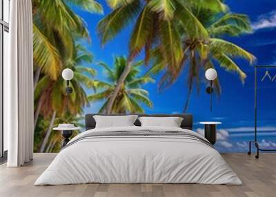 Sea beach with palm trees Wall mural