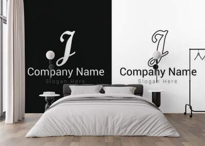 Letter J Logo Design. Creative letter J vector icon with business card template. Wall mural