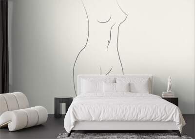 Silhouettes of lovely lady. Beautiful girl stand in different pose. The figures of women are nude, feminine and slender. Vector illustration. Wall mural