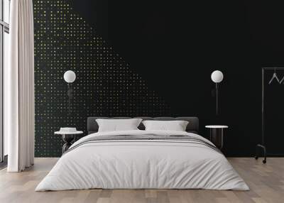 Vector abstract golden halftone pattern on black background. Gold luxury dotted design template Wall mural