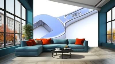 adjustable wrench isolated on white Wall mural