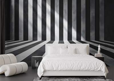 Black and white striped room. Wall mural