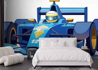 formula one racing car with driver- Wall mural