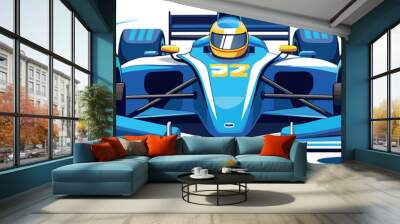 formula one racing car with driver- Wall mural