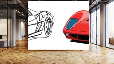 Red sports car vector illustration Wall mural