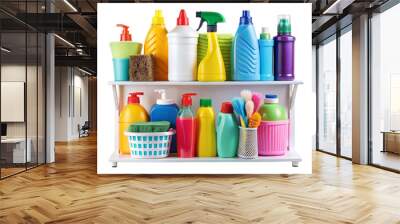 Store shelf full of home cleaning products Wall mural