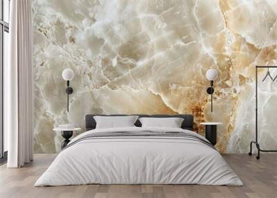 Authentic natural marble texture with cream and gold veins Wall mural