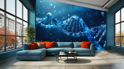 Blue digital dna strand Wall mural