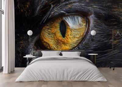 Close-up of a black cats eye Wall mural