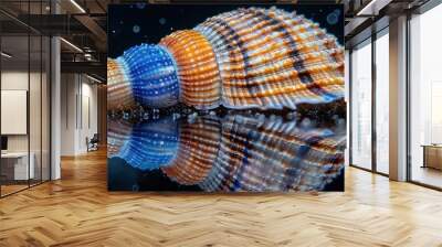 Close up of limpet shell on blue water Wall mural