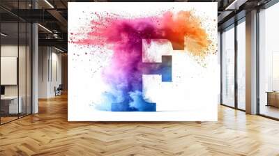 Colorful splash representation of the letter F against a white background Wall mural