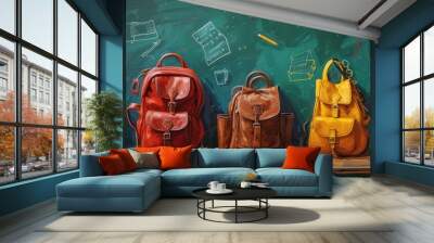 Group of Purses school happy cute industrious Wall mural