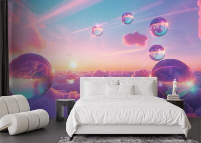 bubble sky, AI generated Wall mural