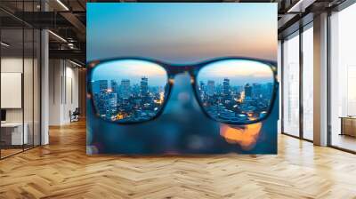 buildings through glasses, AI generated Wall mural