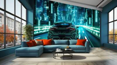 Concept of futuristic car, AI generative Wall mural