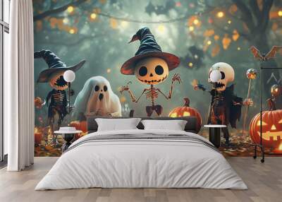 halloween family, AI generated Wall mural