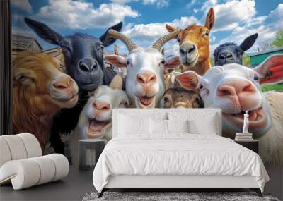 hilarious gang of farm animals, AI generated Wall mural