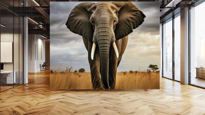 majestic elephant in the plain, AI generated Wall mural