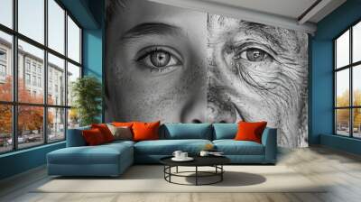 man aging concept, AI generated Wall mural