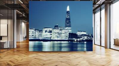 Panoramic view of new London city hall at night Wall mural