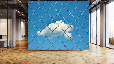 sky behind fence, AI generated Wall mural