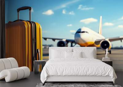 suitcase and airplane, AI generated Wall mural