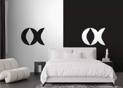 OX logo, monogram unique logo, black and white logo, premium elegant logo, letter OX Vector Wall mural