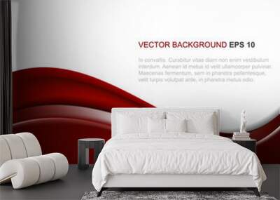 Abstract vector background in red color with wave Wall mural