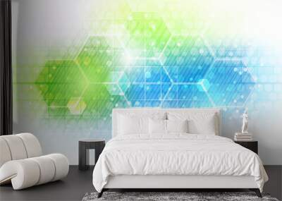 Abstract vector future business technology background with hexagon pattern. Wall mural