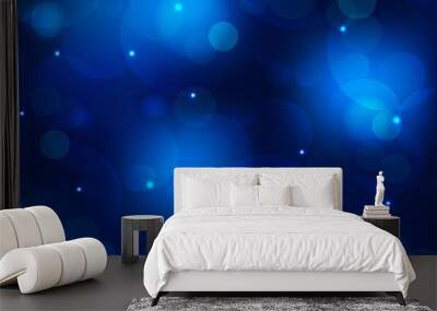 Glittery blue christmas background Wall mural