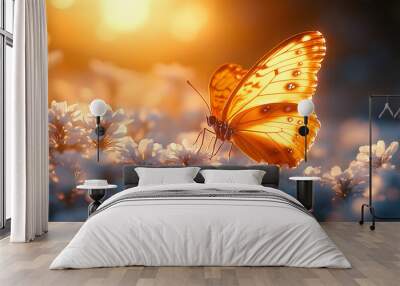 254_fufu4973_A_golden_butterfly_with_white_flowers_in_the_backgroun_039af696-0965-4cf3-a920-6b25f1f81c60_1_2x Wall mural