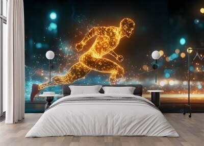 “Man Running at Full Speed in Glowing Light Suit”
 Wall mural