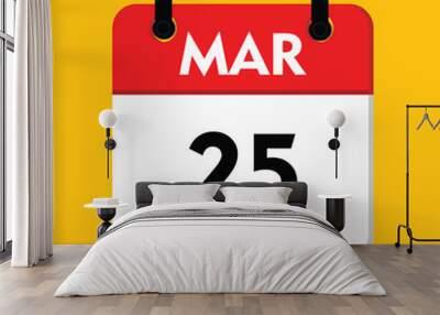 calender icon, 25 march icon with yellow background Wall mural