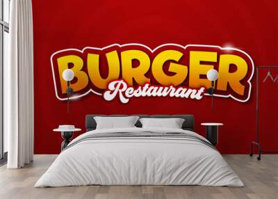 burger text effect template design with modern and abstract style use for business logo and brand Wall mural