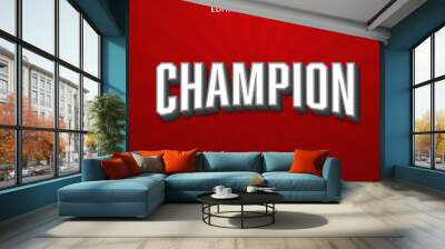 champion editable text effect template with abstract style use for business logo and brand Wall mural