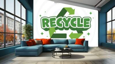 recycle editable text effect template use for business logo and brand Wall mural